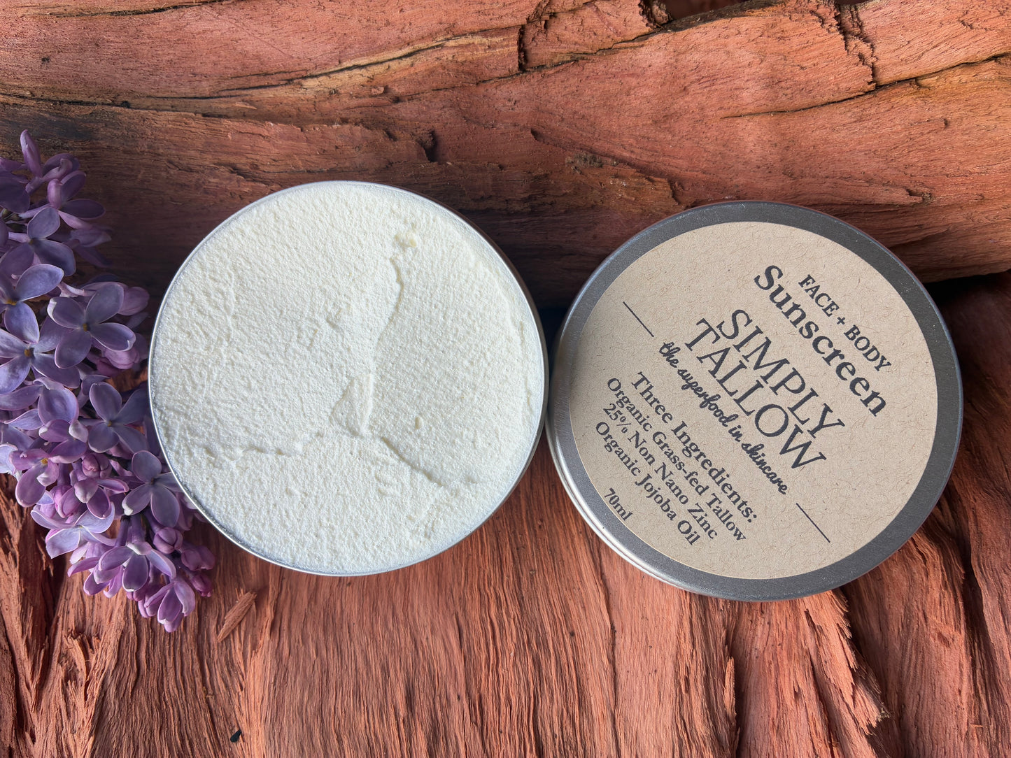 Tallow Mineral Sunscreen,Three Ingredients, Face & Body, 25% Non-Nano Zinc, SPF 35 to 40, Sensitive Skin, All Ages, All Skin Types, Non Pore Clogging