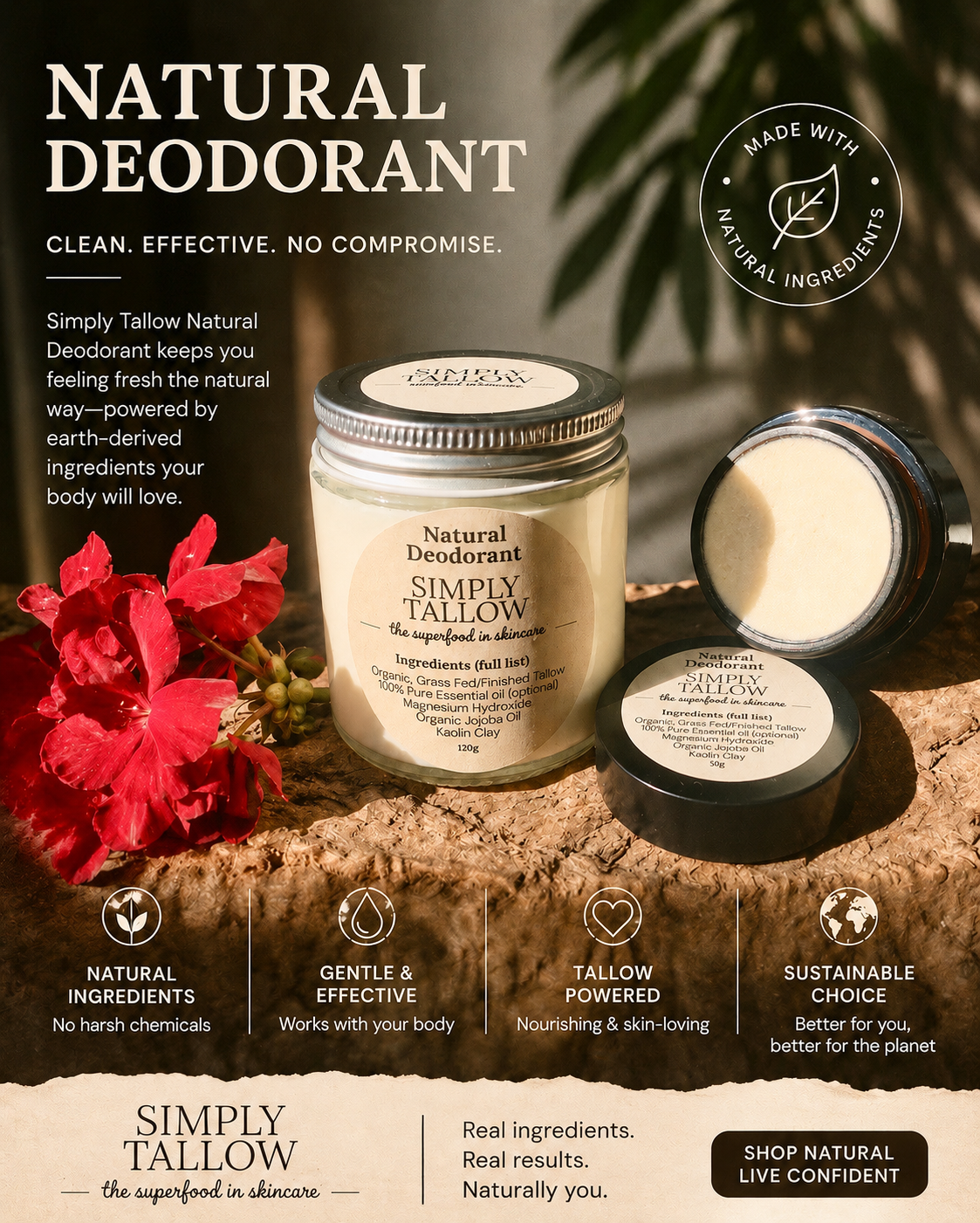 💥NEW💥 NATURAL DEODORANT   Tallow + Magnesium
         Design Your Own…..Huge Range of Scents