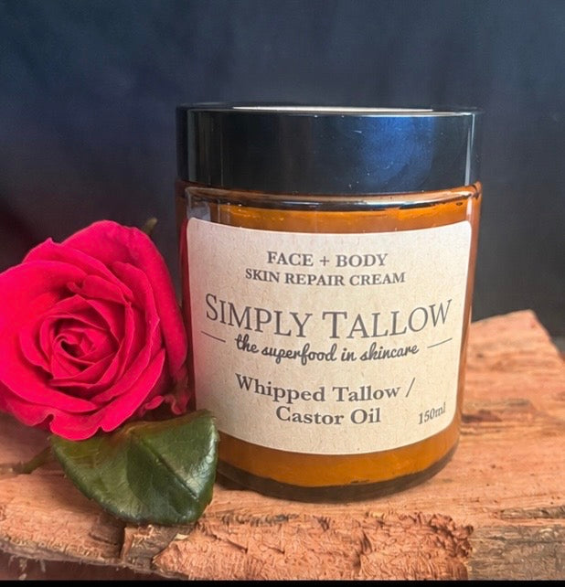 WHIPPED TALLOW CREAM with ORGANIC CASTOR OIL Only 2 ingredients…Choose your essential oils (optional)