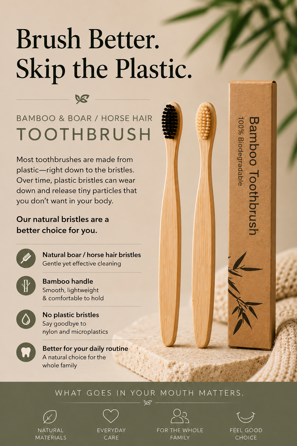 💥NEW💥 BAMBOO & BOAR or HORSE BRISTLE TOOTHBRUSHES