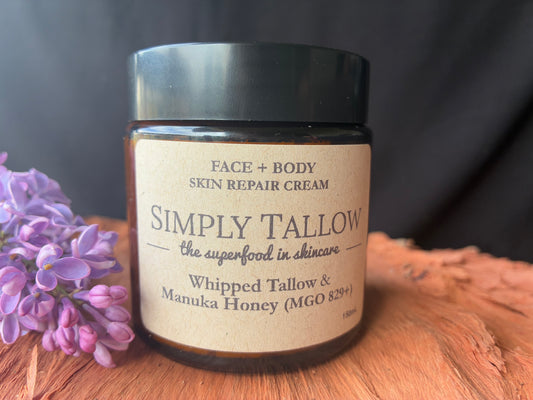 Whipped Tallow with Manuka Honey MGO 829+          Just 2 Ingredients/ Grass Fed & Grass Finished/ Eczema/ Psoriasis/ Rosacea/ Healing/ Hydrating