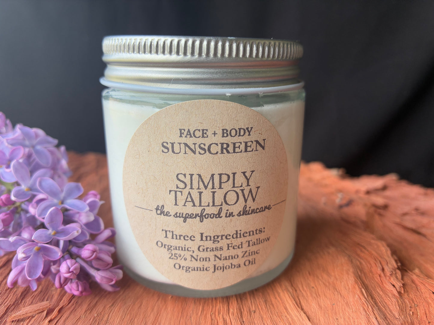 Tallow Mineral Sunscreen,Three Ingredients, Face & Body, 25% Non-Nano Zinc, SPF 35 to 40, Sensitive Skin, All Ages, All Skin Types, Non Pore Clogging