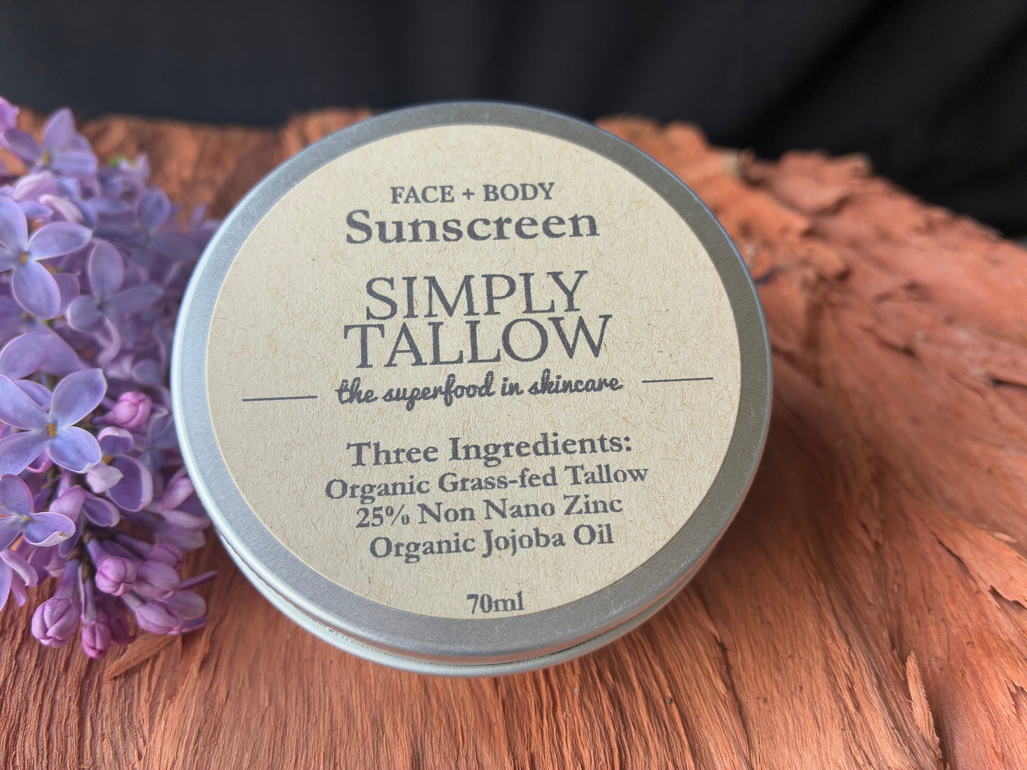 Tallow Mineral Sunscreen,Three Ingredients, Face & Body, 25% Non-Nano Zinc, SPF 35 to 40, Sensitive Skin, All Ages, All Skin Types, Non Pore Clogging